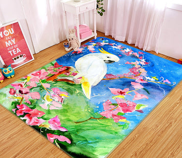 3D Flower Branch Parrot 66135 Non Slip Rug Mat