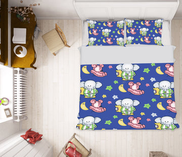 3D Moon Star Elephant Bear 61098 Bed Pillowcases Quilt