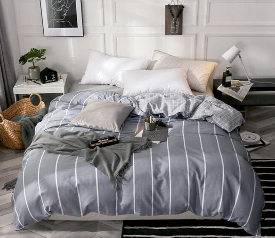 3D Gray Vertical Stripes 4120 Bed Pillowcases Quilt
