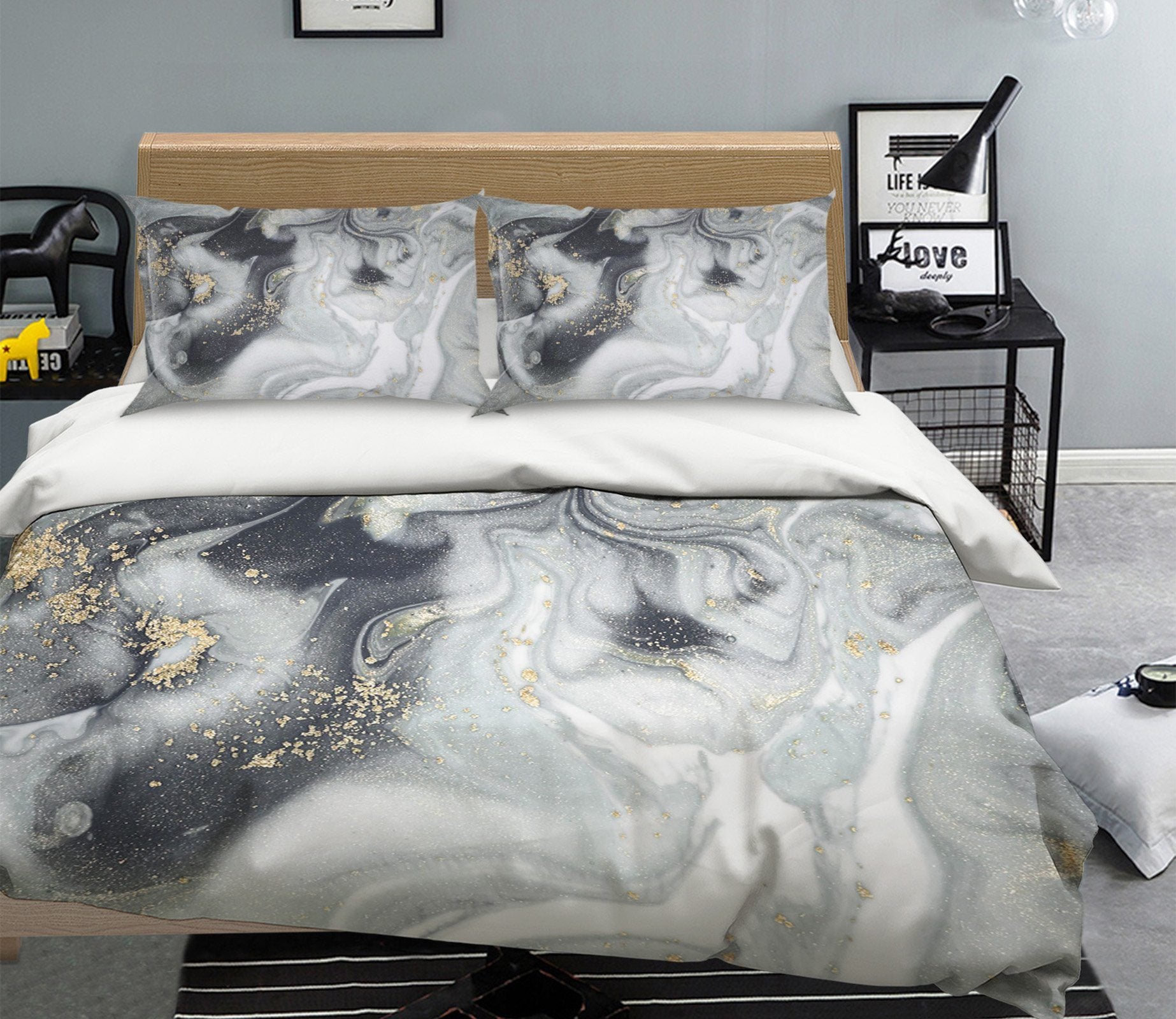 3D Turbulence Grey Sand 059 Bed Pillowcases Quilt Wallpaper AJ Wallpaper 