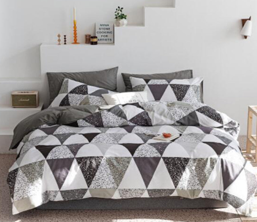 3D Gray Triangle 14062 Bed Pillowcases Quilt