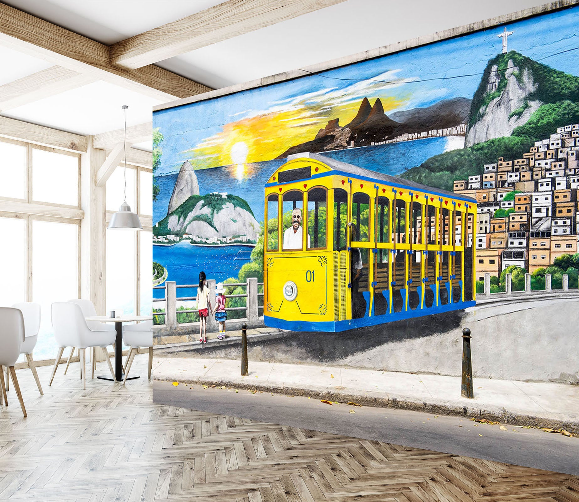 3D Bridge Bus Dusk 328 Vehicle Wall Murals