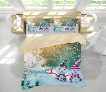 3D Snow Doll 51029 Christmas Quilt Duvet Cover Xmas Bed Pillowcases