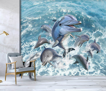 3D Dolphin Jump 104 Jerry LoFaro Wall Mural Wall Murals Wallpaper AJ Wallpaper 2 