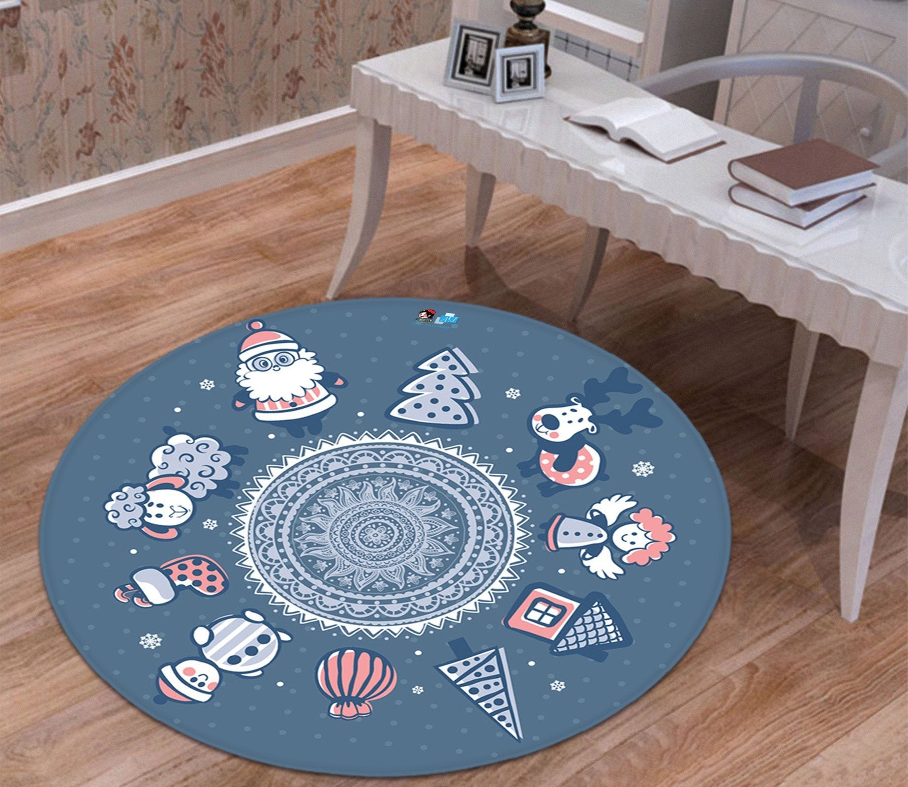 3D Petal Circle Christmas 077 Round Non Slip Rug Mat Mat AJ Creativity Home 