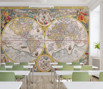 3D Round Animal Map 164 Wall Murals