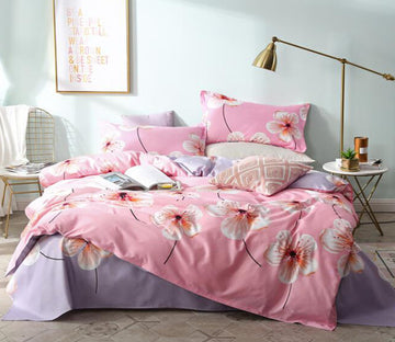 3D Pink Bottom Flowers 13015 Bed Pillowcases Quilt