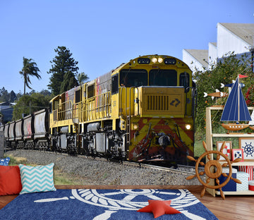 3D Plant Yellow Train 064 Vehicle Wall Murals