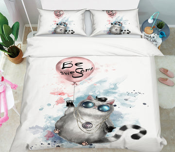 3D Cat Balloon 15037 Bed Pillowcases Quilt