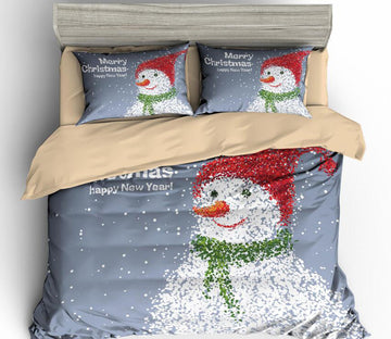 3D Snowman 6052 Bed Pillowcases Quilt