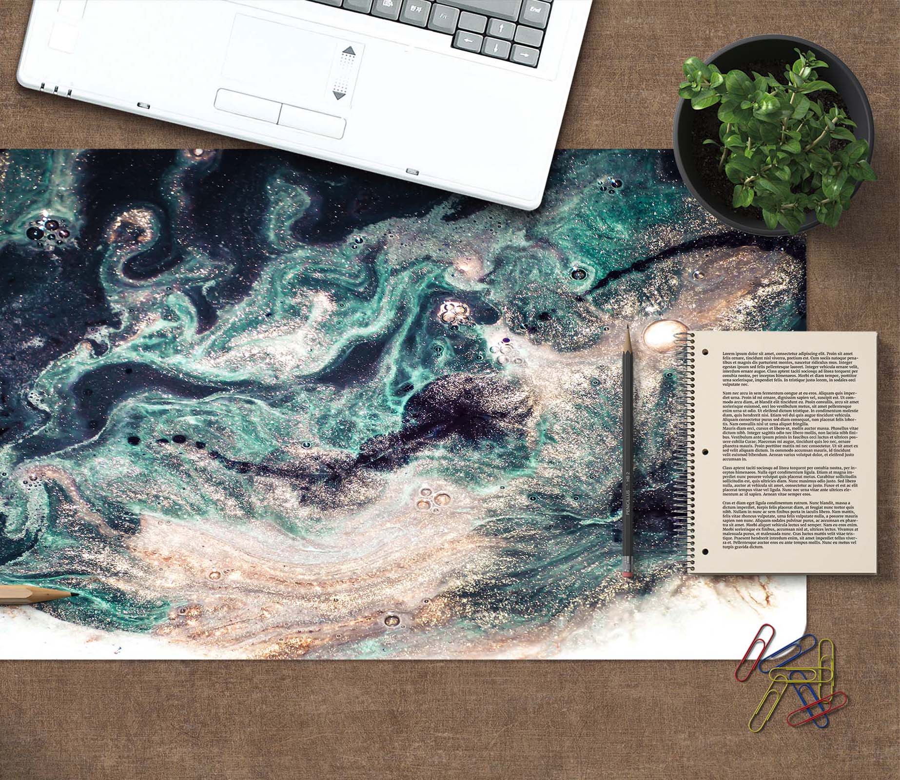 3D Dark Green Lines 18022 Desk Mat