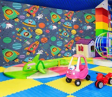 3D Rocket Planet Pattern 1423 Indoor Play Centres Wall Murals