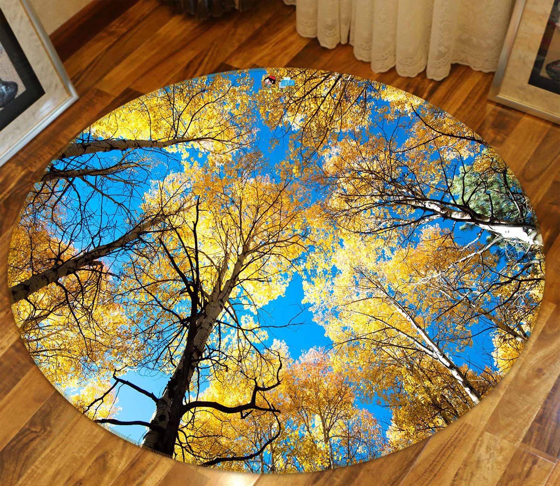 3D Trees 72231 Round Non Slip Rug Mat
