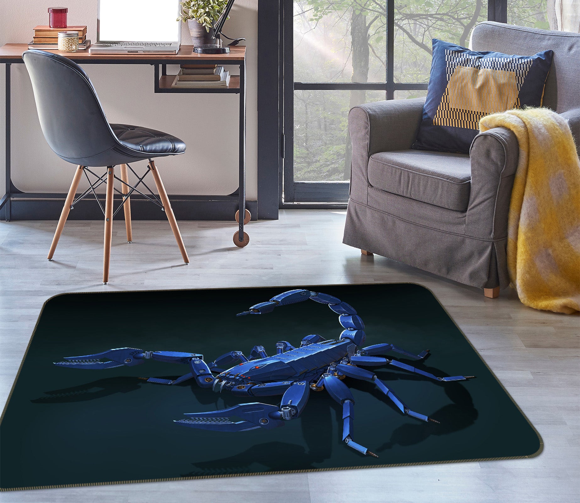 3D Metal Scorpion 84282 Vincent Hie Rug Non Slip Rug Mat