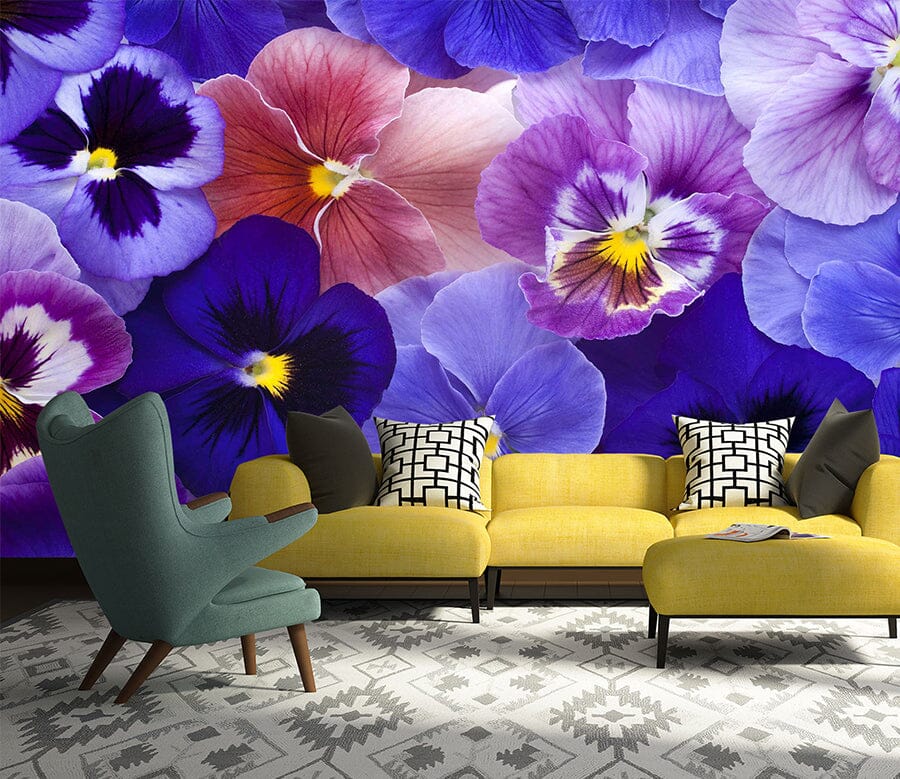 3D Purple Flowers 1015 Wall Murals Wallpaper AJ Wallpaper 2 