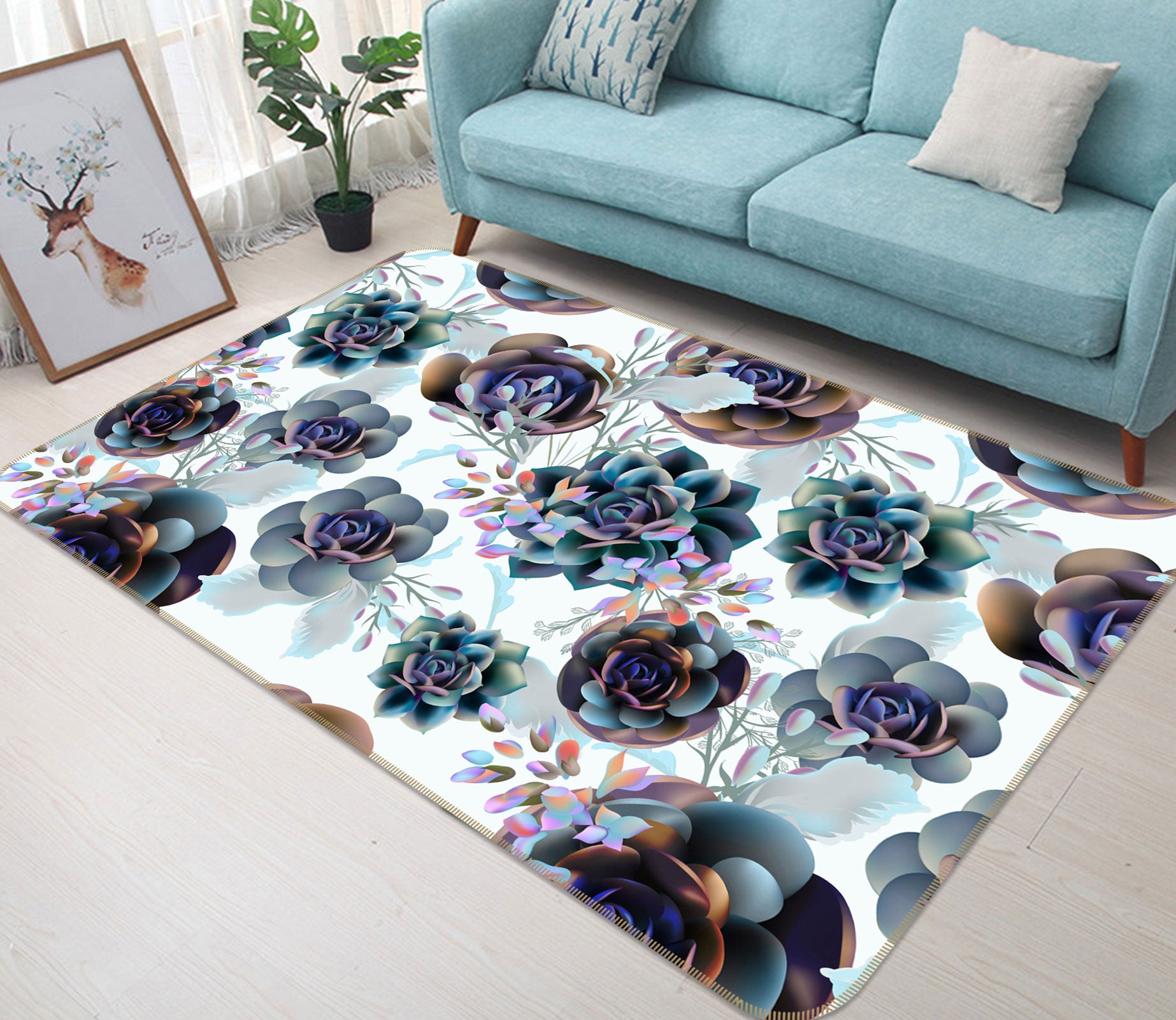 3D Flower 37082 Non Slip Rug Mat