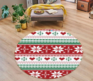 3D Snowflake Pattern 54204 Christmas Round Non Slip Rug Mat Xmas