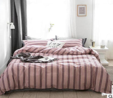 3D Pink Stripes 18114 Bed Pillowcases Quilt