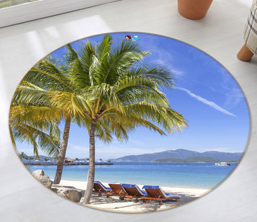 3D Coconut Beach 74201 Round Non Slip Rug Mat