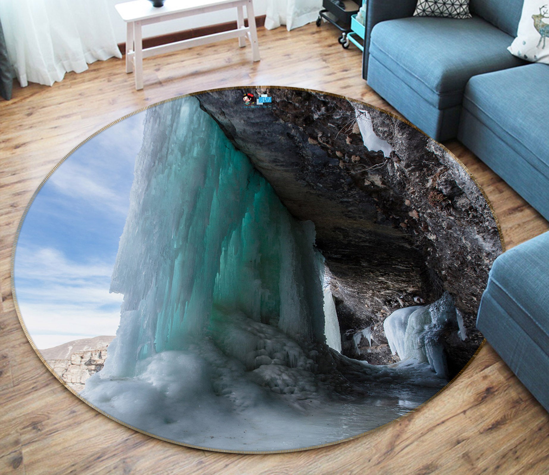 3D Glacier 69139 Round Non Slip Rug Mat