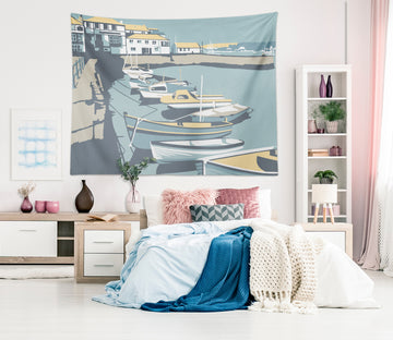 3D Blue Sea Boat 1018 Steve Read Tapestry Hanging Cloth Hang