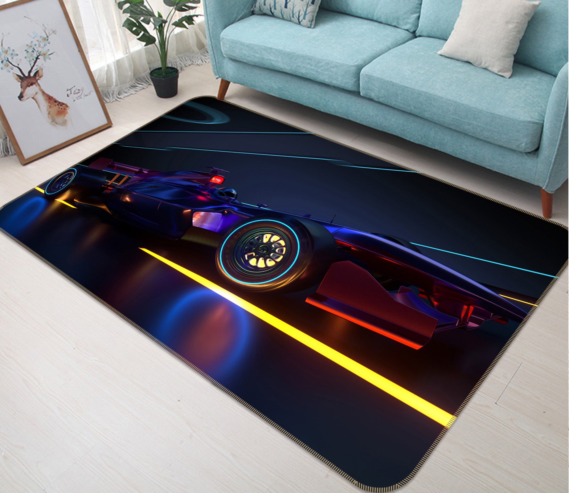 3D Color Light Car 68032 Vehicle Non Slip Rug Mat