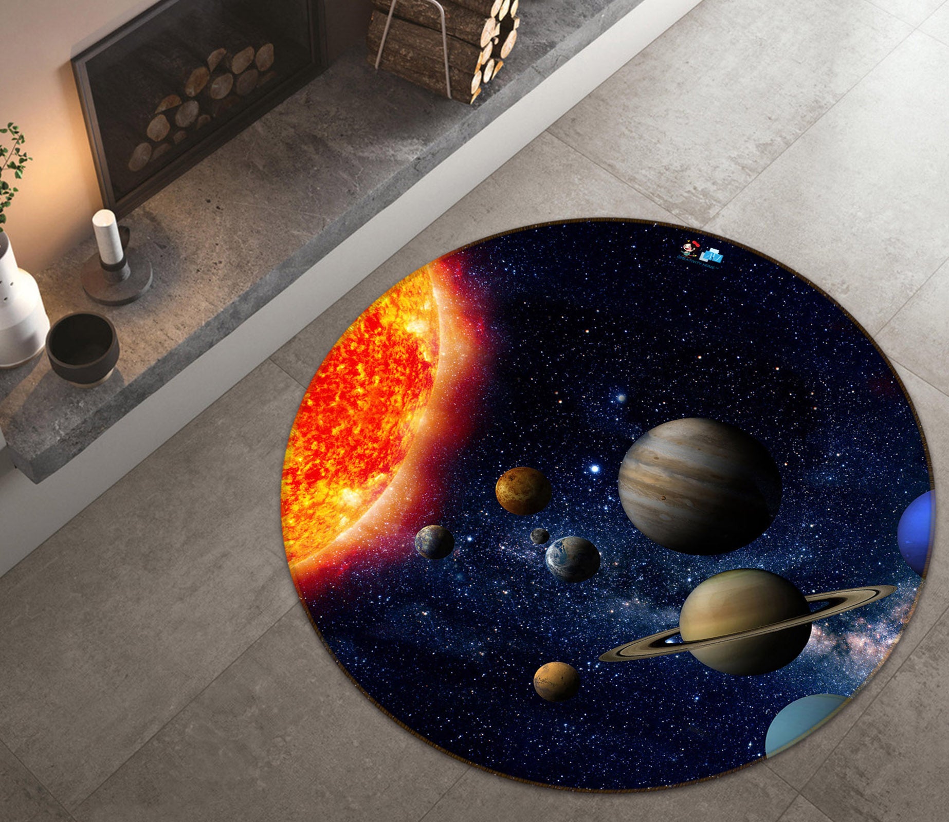 3D Universe Planet 72093 Round Non Slip Rug Mat