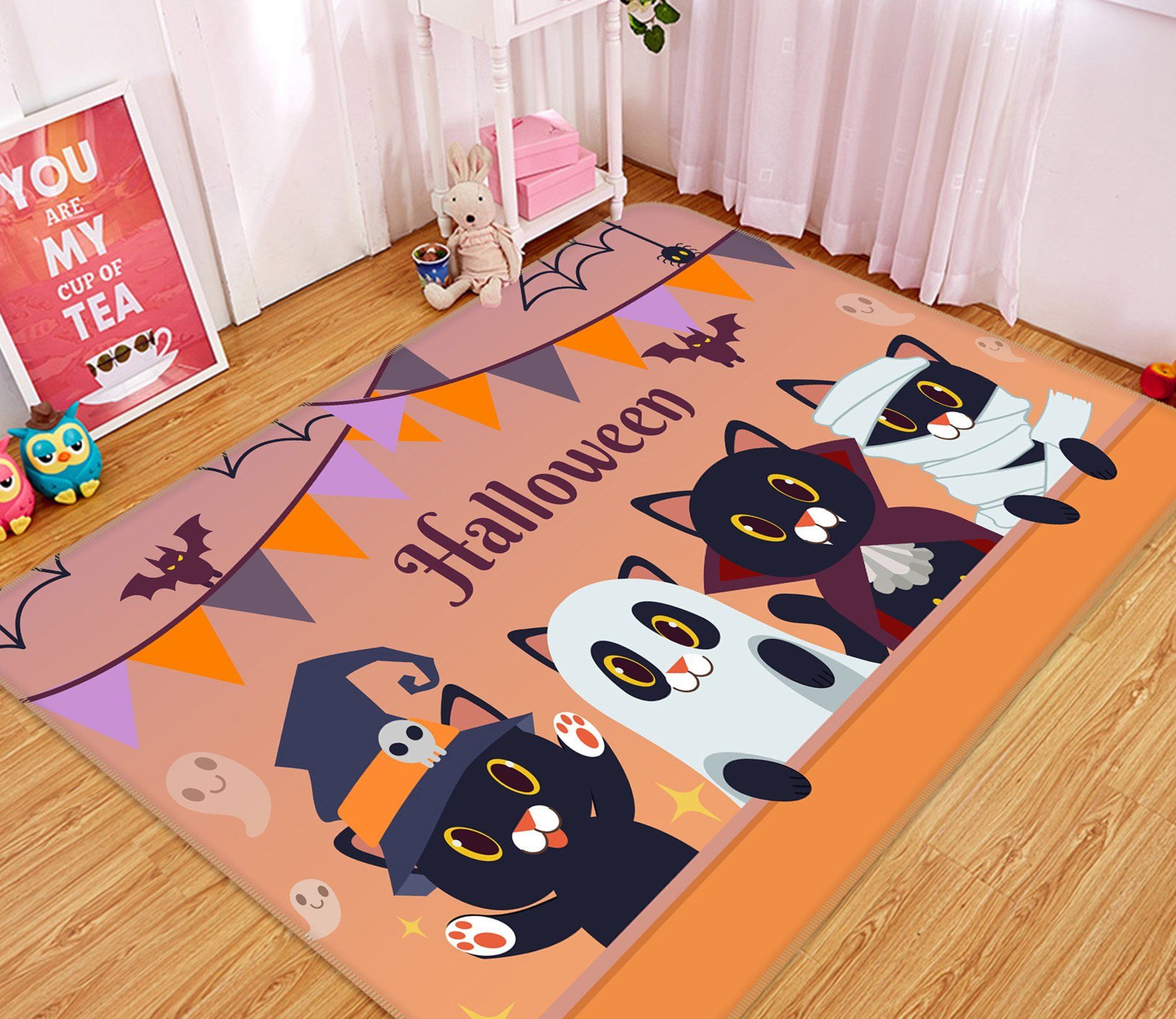 3D Cartoon Bat Bear 204 Halloween Non Slip Rug Mat Mat AJ Creativity Home 