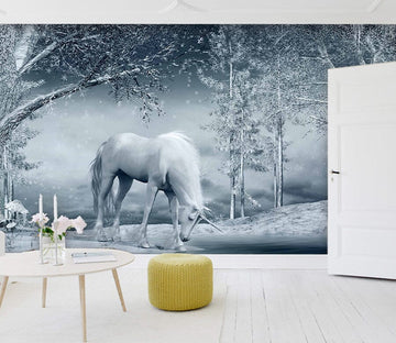 3D Forest White Horse 1588 Wall Murals Wallpaper AJ Wallpaper 2 