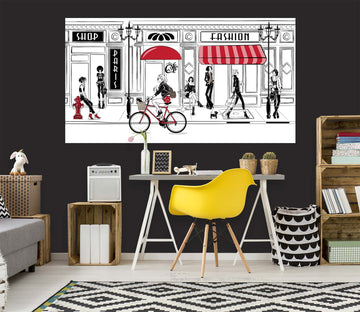 3D Woman Bicycle Shop 1057 Wall Sticker