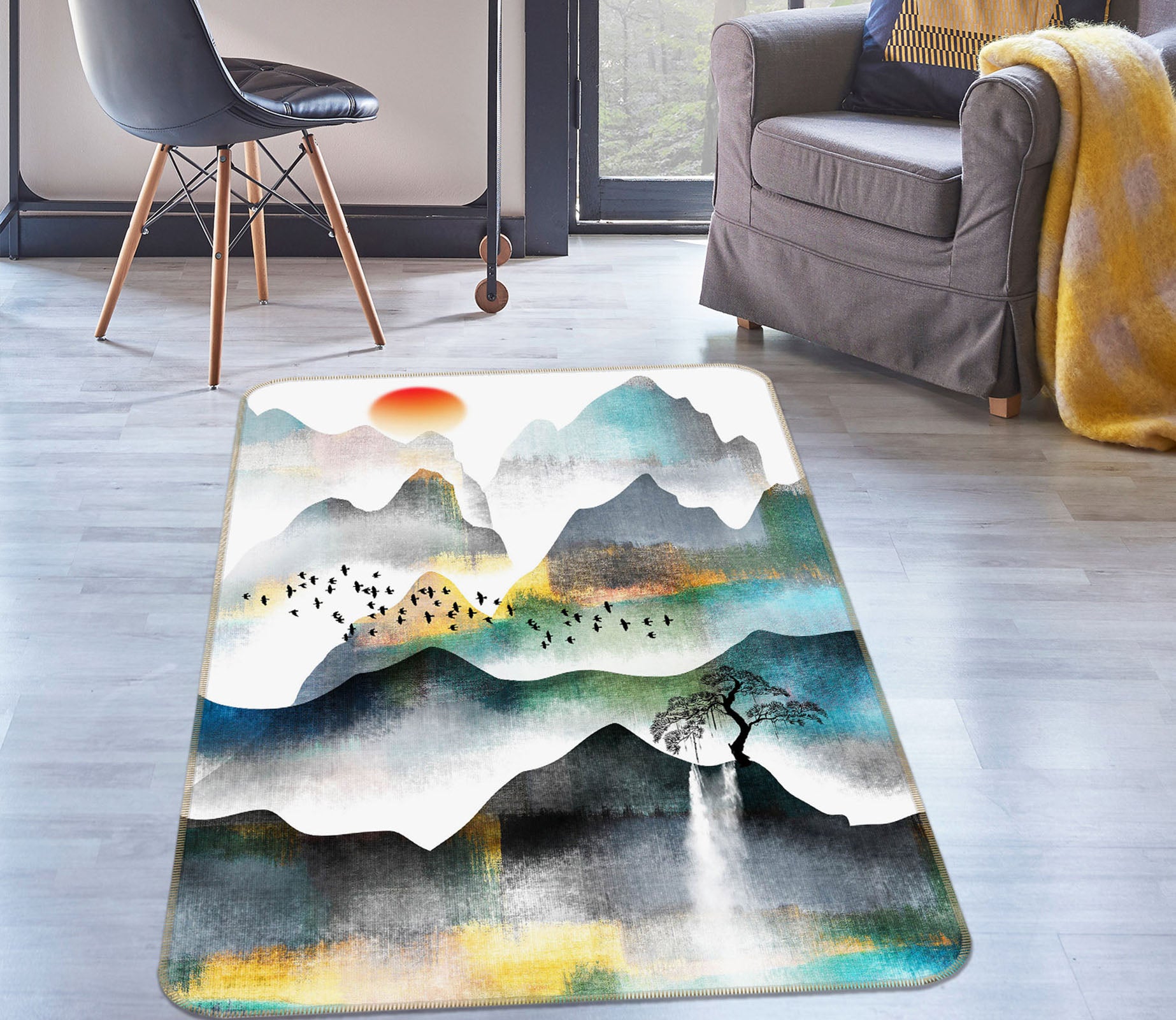 3D Mountains 28009 Non Slip Rug Mat