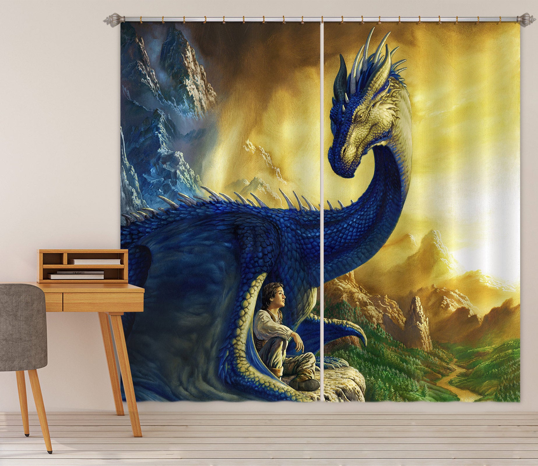 3D Big Dragon 8021 Ciruelo Curtain Curtains Drapes