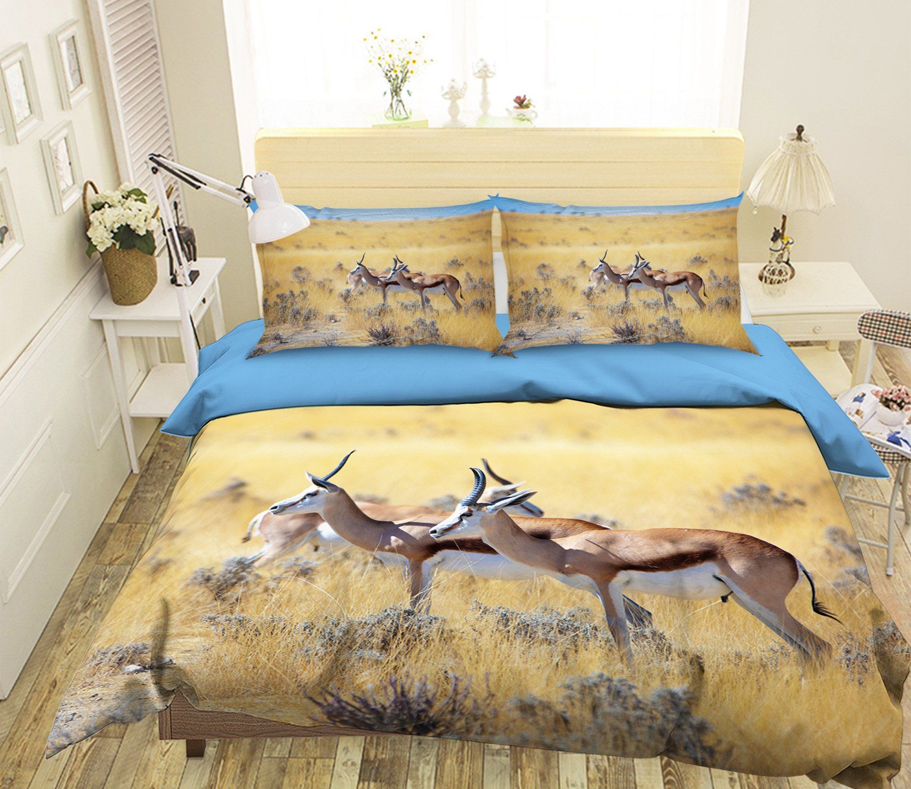 3D Antelope Running 1995 Bed Pillowcases Quilt Quiet Covers AJ Creativity Home 