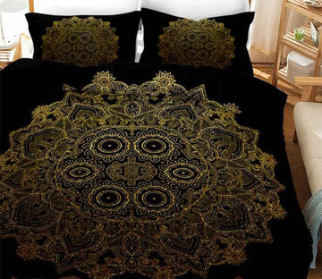 3D Golden Lines Pattern 11180 Bed Pillowcases Quilt