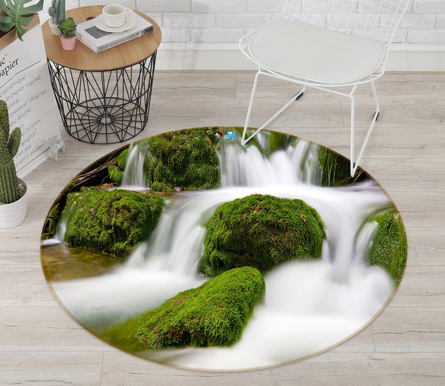 3D Waterfall 80282 Round Non Slip Rug Mat