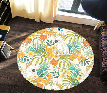 3D Yellow Flowers 64173 Round Non Slip Rug Mat