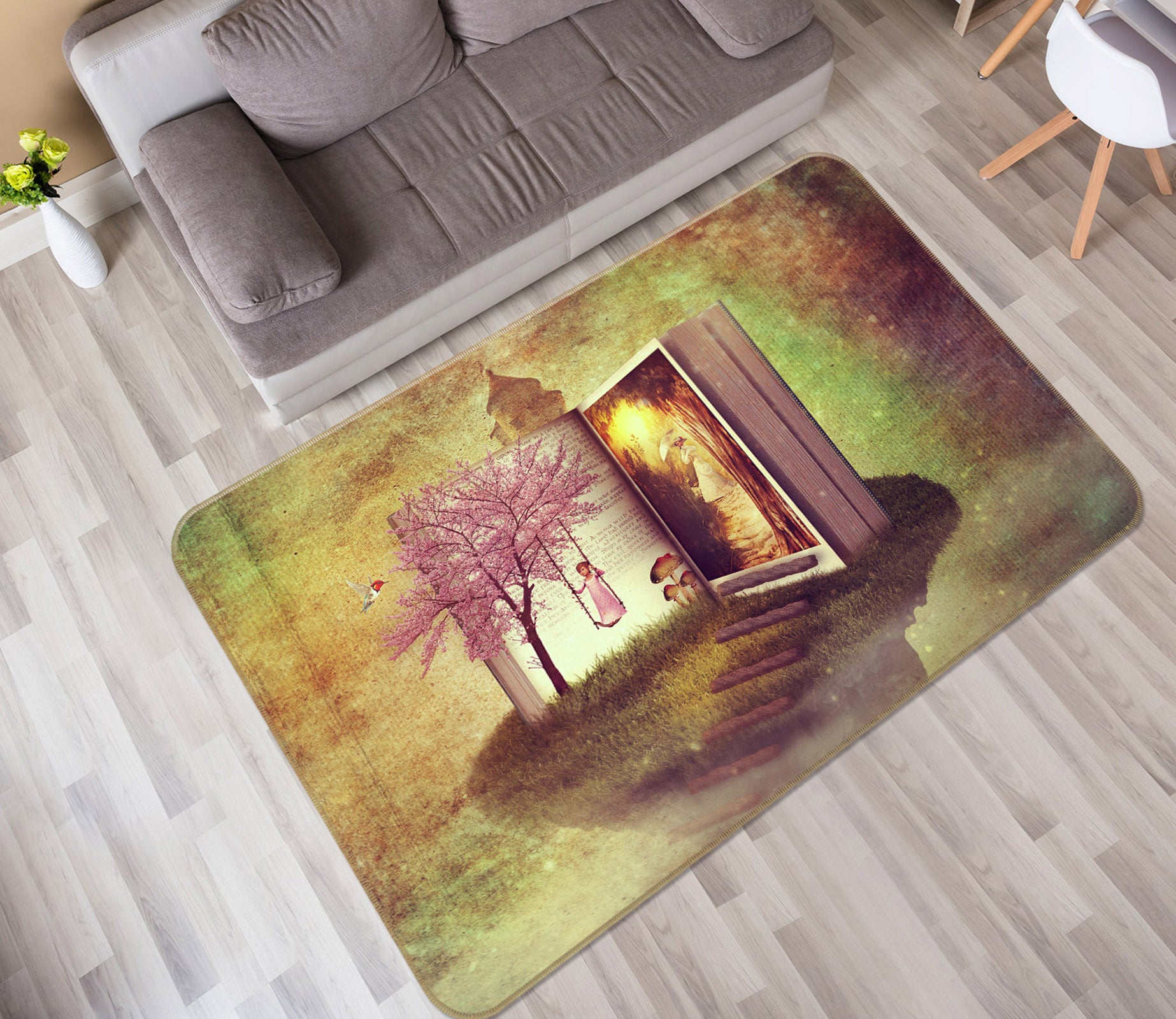 3D Book Gate Tree 36131 Non Slip Rug Mat