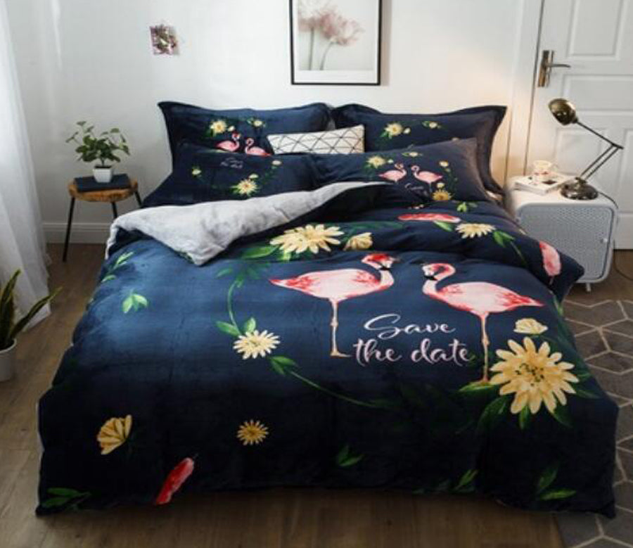 3D Flamingo Flowers 18024 Bed Pillowcases Quilt