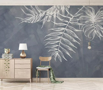 3D Grey Leaves 1600 Wall Murals Wallpaper AJ Wallpaper 2 