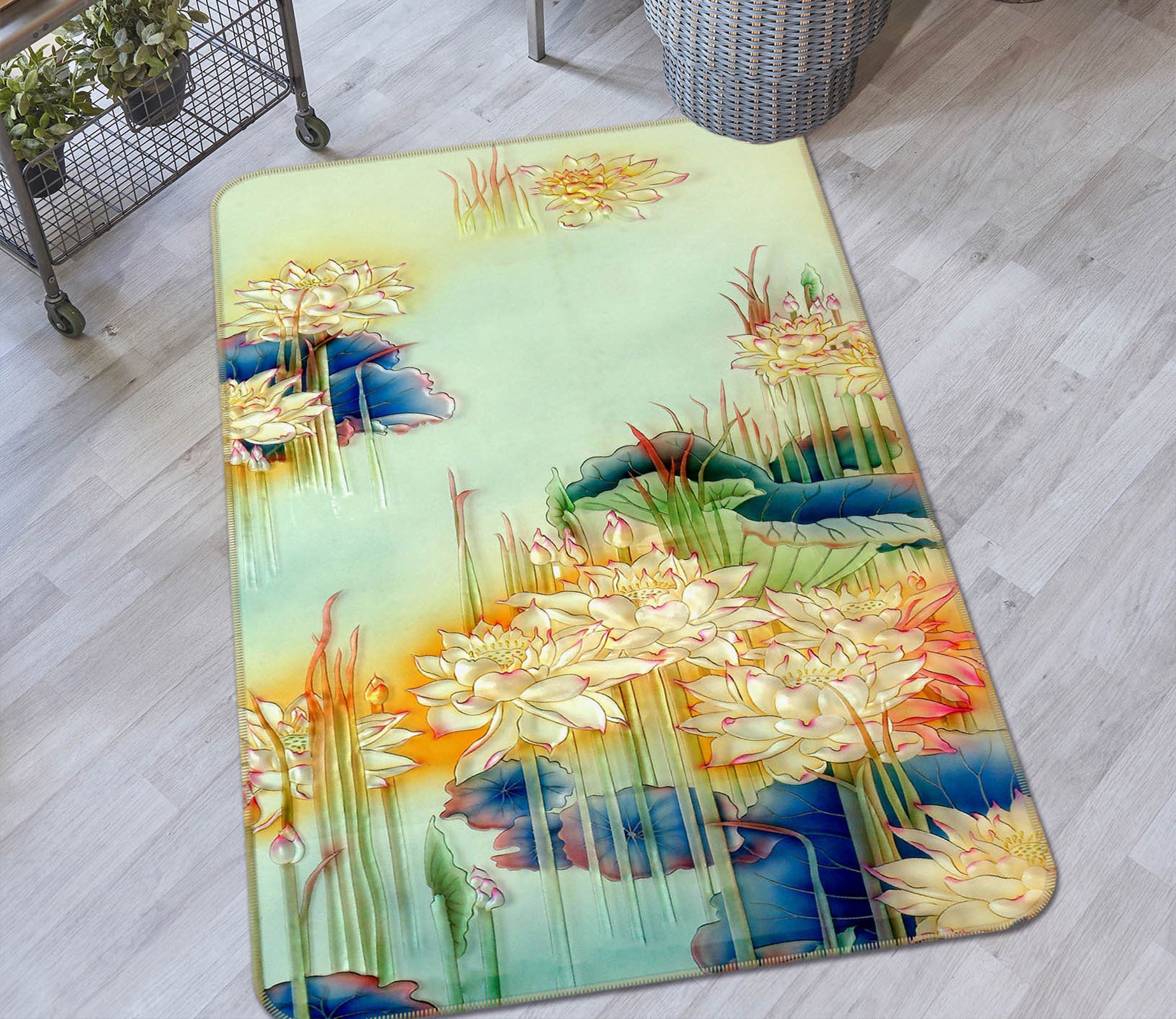 3D Lotus Pond 32222 Non Slip Rug Mat