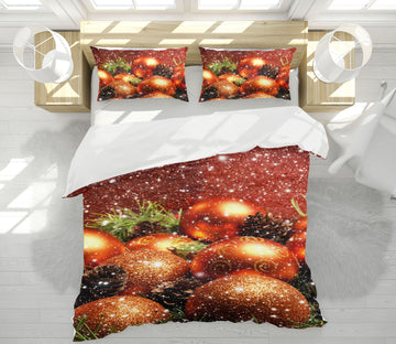 3D Golden Ball 51072 Christmas Quilt Duvet Cover Xmas Bed Pillowcases