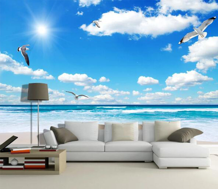 3D Sunshine Seagull WC457 Wall Murals