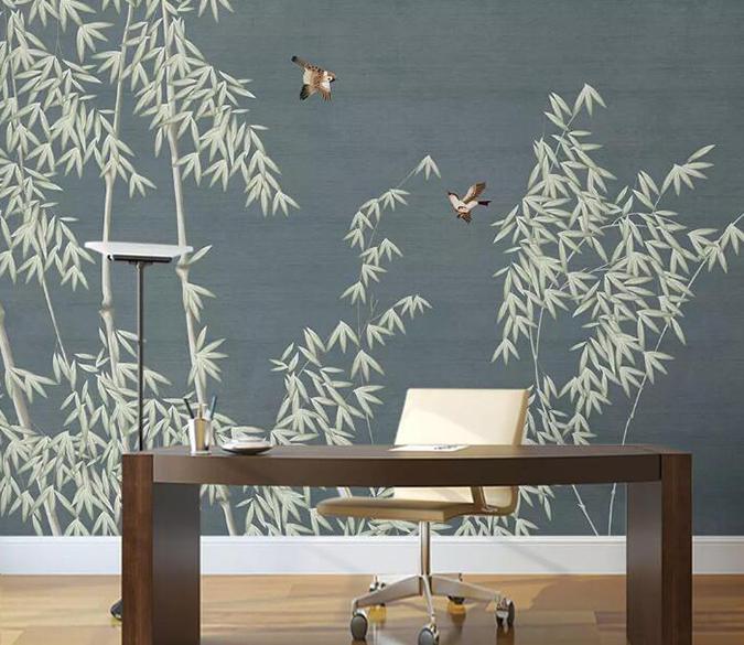 3D Bamboo Leaves 1208 Wall Murals Wallpaper AJ Wallpaper 2 