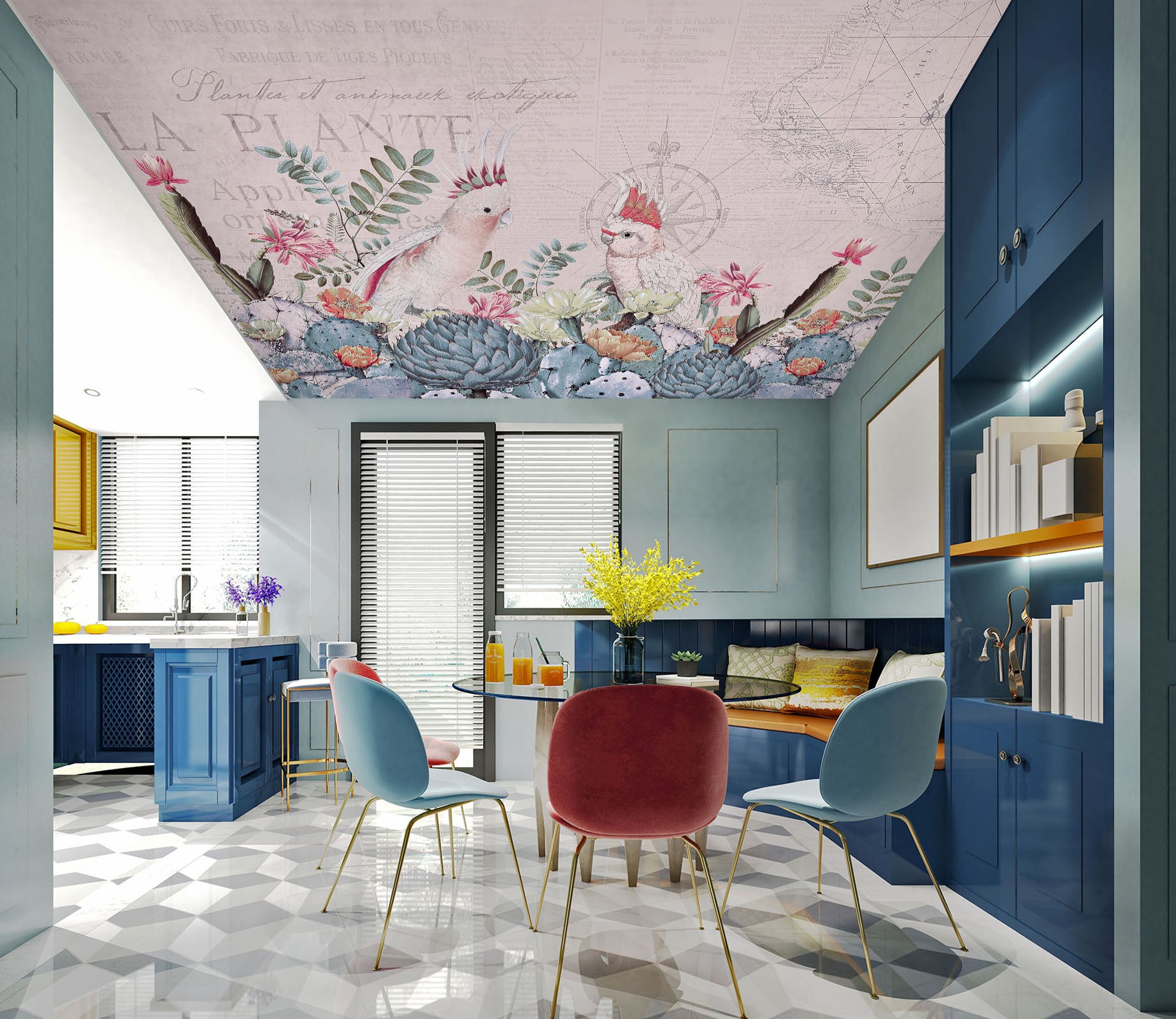 3D Parrot Succulent 972 Andrea Haase Ceiling Wallpaper Murals