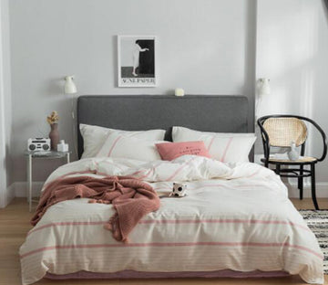 3D Pink Stripe 40131 Bed Pillowcases Quilt