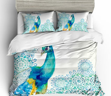 3D Watercolor Peacock 6029 Bed Pillowcases Quilt