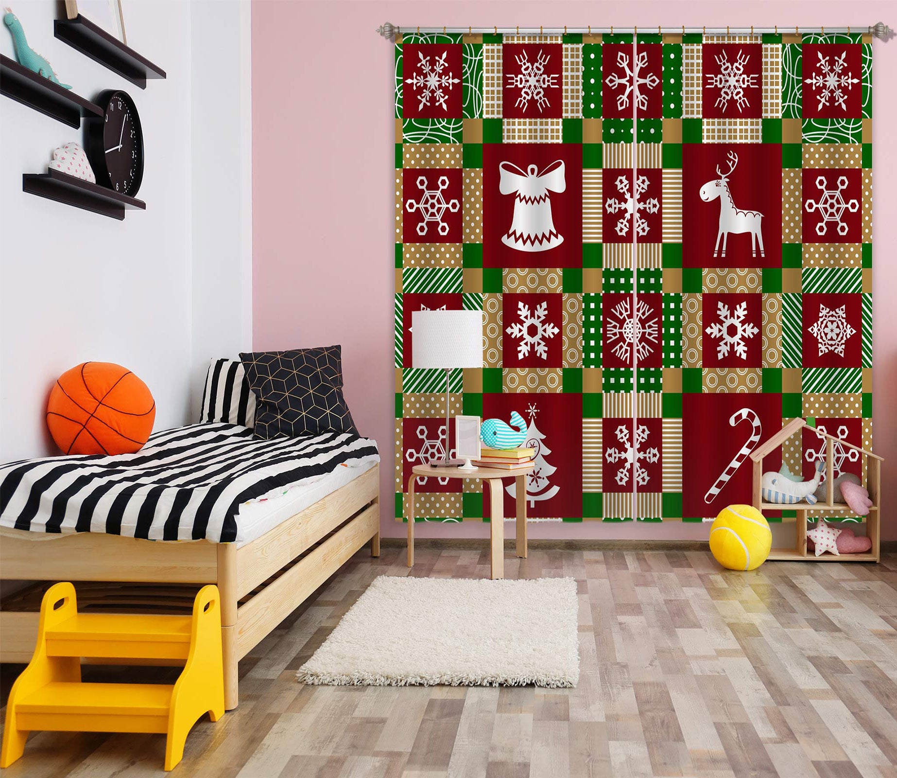 3D Red Plaid 52092 Christmas Curtains Drapes Xmas