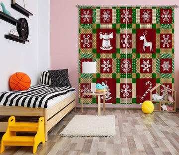 3D Red Plaid 52092 Christmas Curtains Drapes Xmas