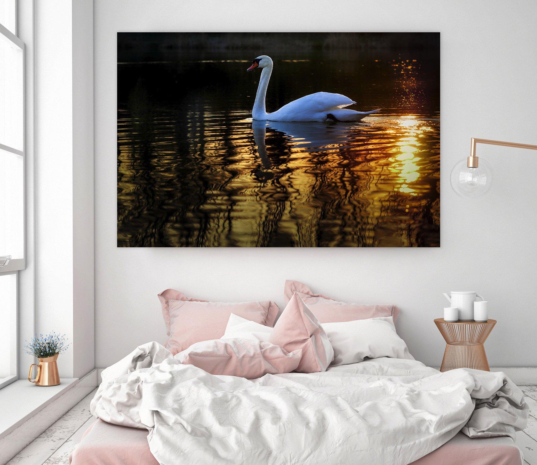 3D Swan Swimming 120 Animal Wall Stickers Wallpaper AJ Wallpaper 2 