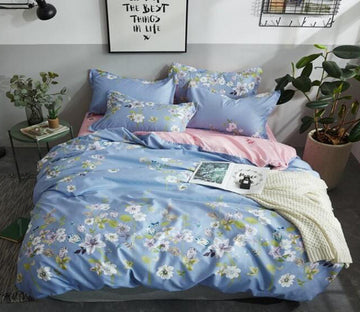 3D Light Blue Flower Bush 2052 Bed Pillowcases Quilt